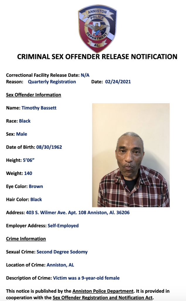 Sex Offenders - The City of Anniston
