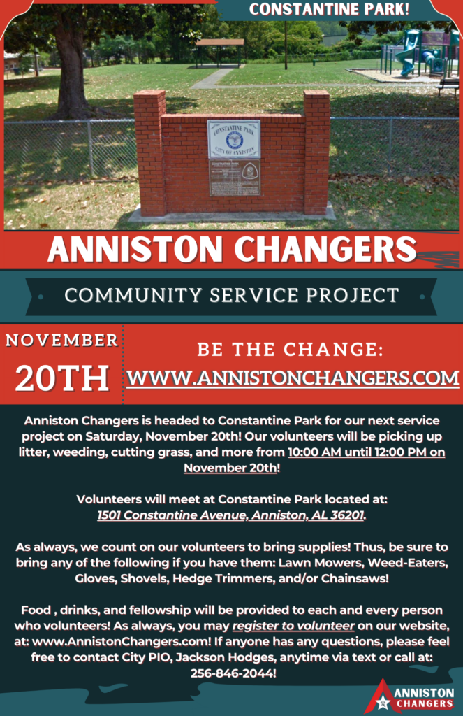 Anniston Changers Flyer Constantine Park 11.20.21