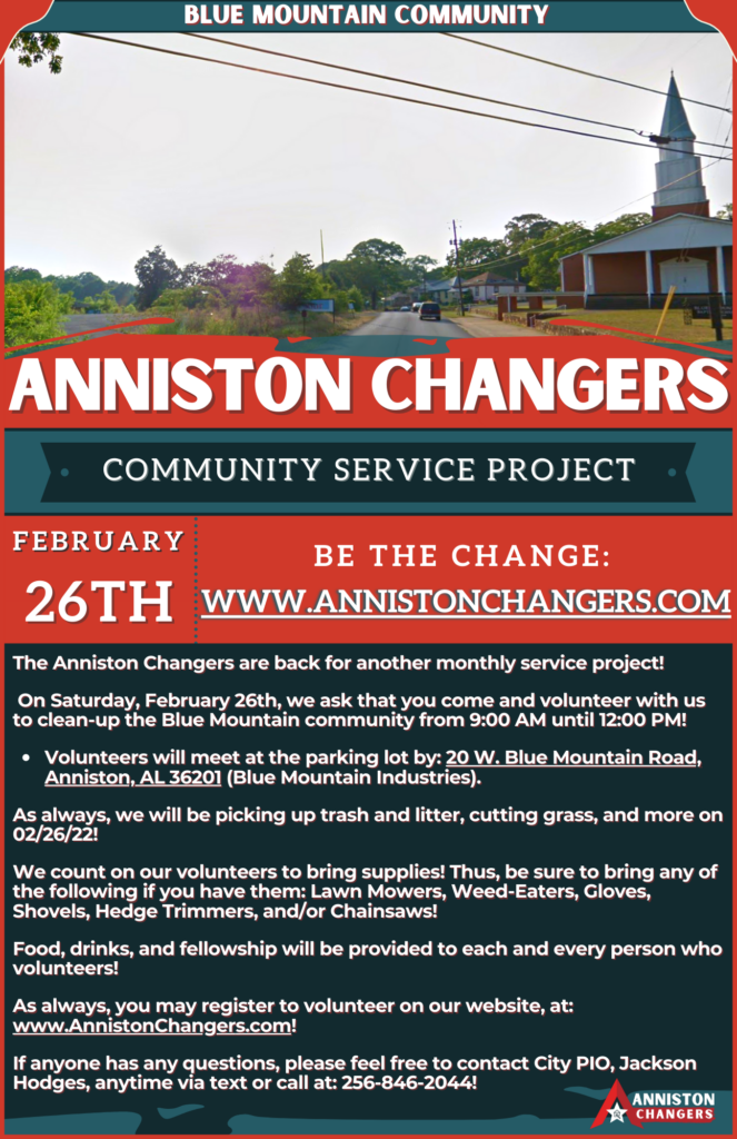 Anniston Changers Flyer Blue Mountain Community 02.26.22