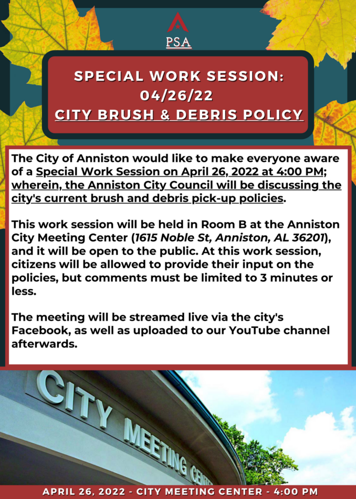 SPECIAL WORK SESSION 042622 CITY BRUSH & DEBRIS POLICY