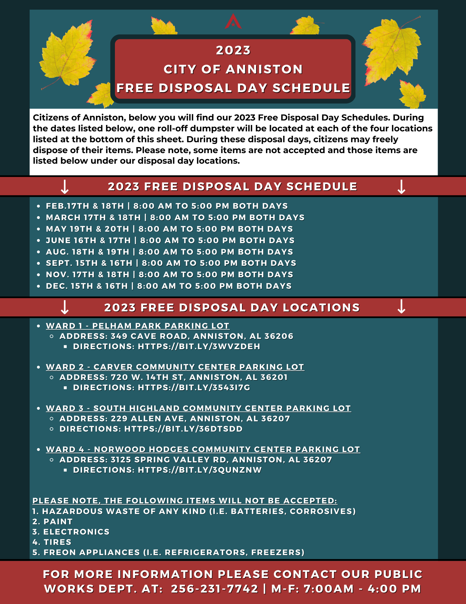 2023 Free Day Schedule