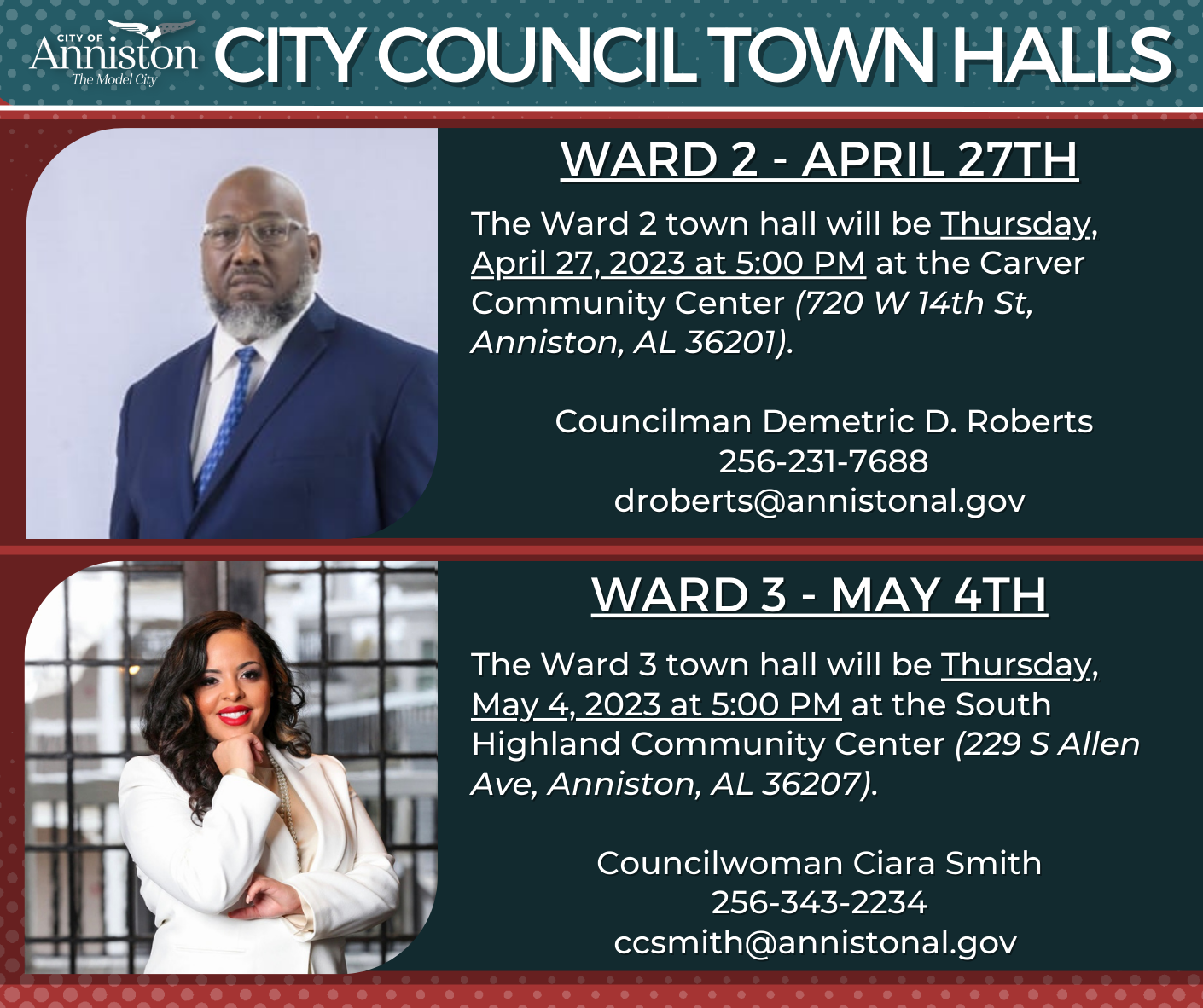 City of Anniston Ward 2 & 3 Town Halls