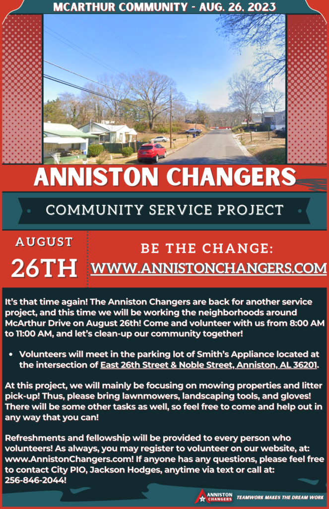 Anniston Changers Flyer McArthur Community 08.26.23