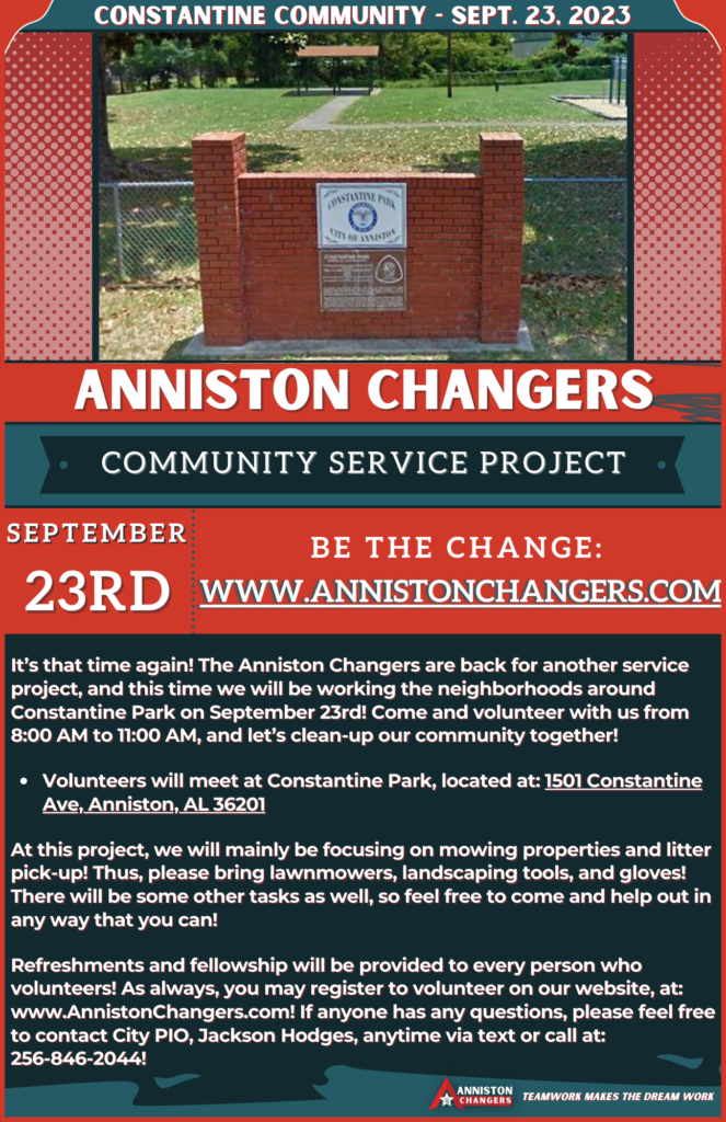 Anniston Changers Flyer Constantine Community 09.23.23