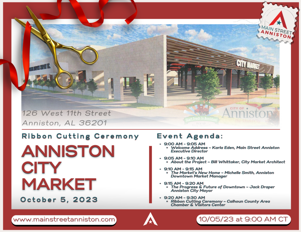 Anniston City Market Ribbon Cutting Invitation Oct. 5th 2023